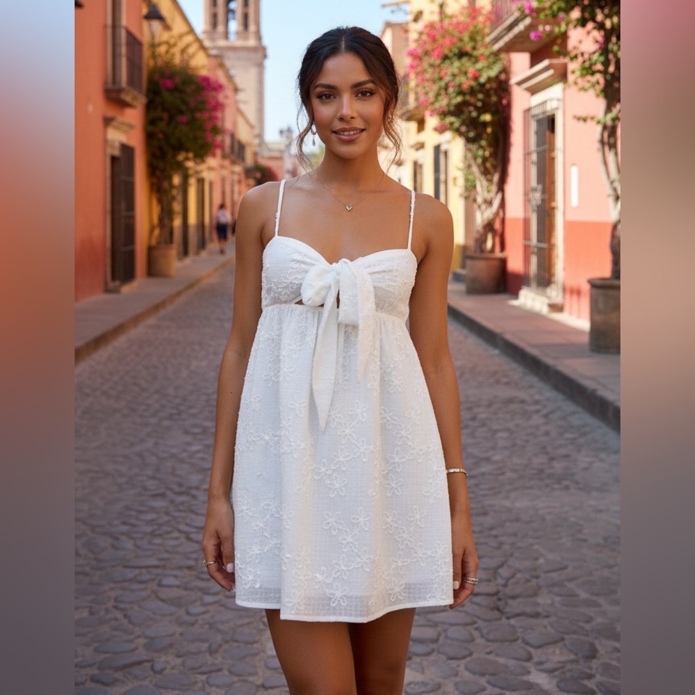 Princess Polly White Bow Mini Dress